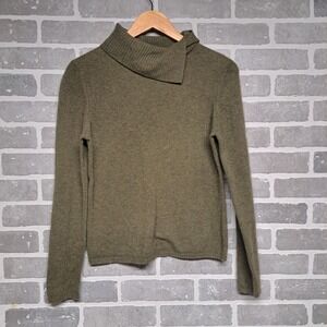 Geneva 100% Cashmere Sweater Green Turtleneck Softcore Quiet Luxury Size Small